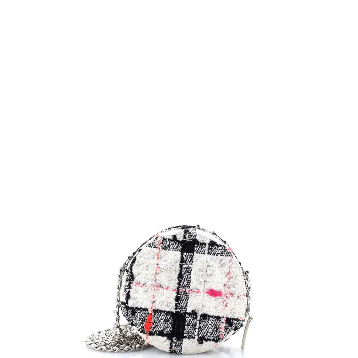 Round Clutch with Chain Quilted Tweed Mini - Deep Luxury