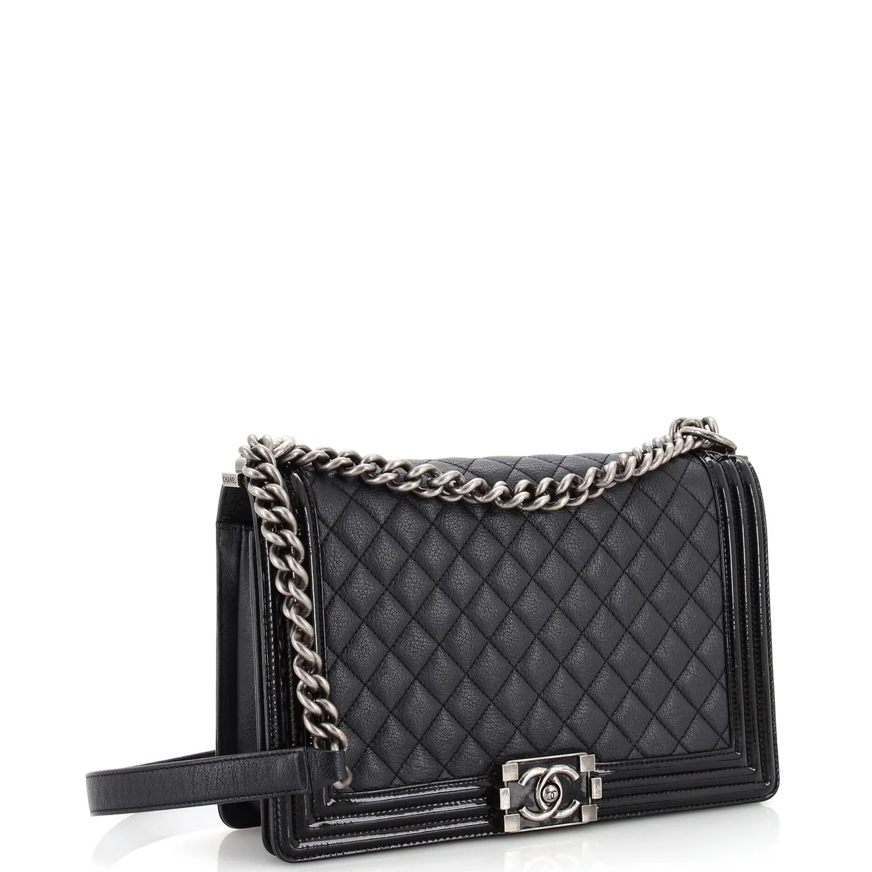 Boy Flap Bag Quilted Goatskin with Patent New Medium - Deep Luxury