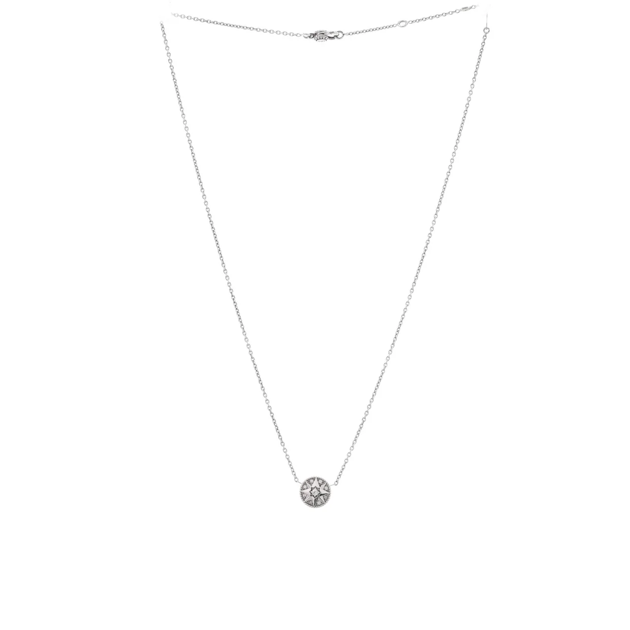 Rose des Vents Necklace 18K White Gold with Diamonds Small - Deep Luxury