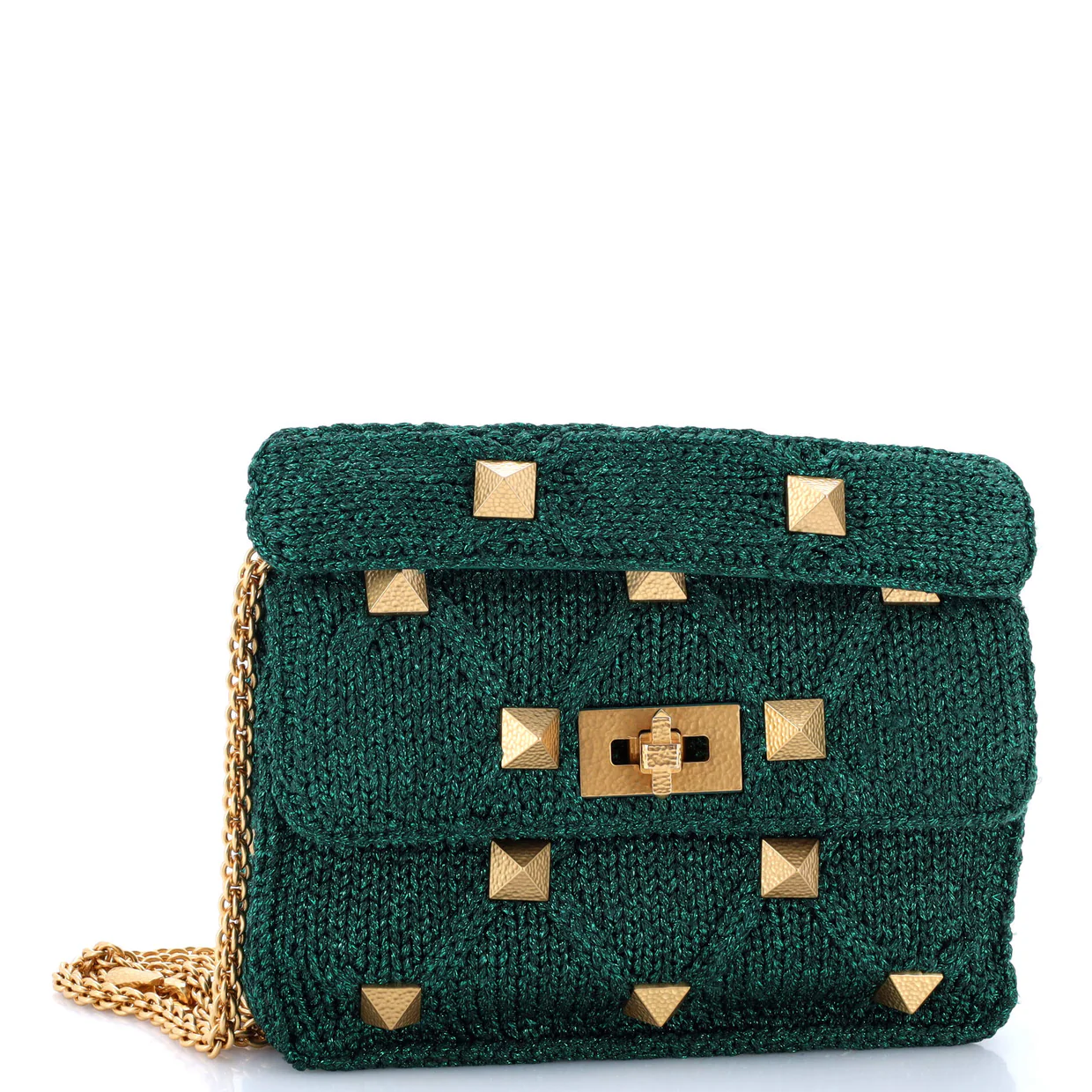 Roman Stud Flap Bag Quilted Knit Large - Deep Luxury