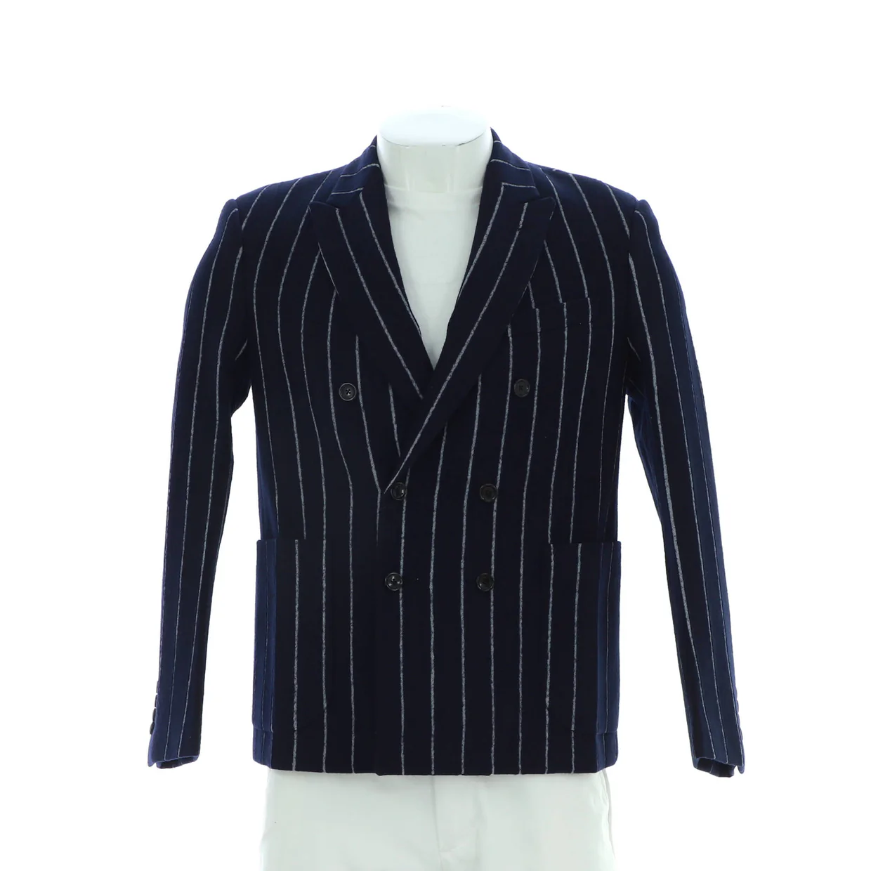 Men's Double Breasted Stripe Jacket Wool Blend - Deep Luxury
