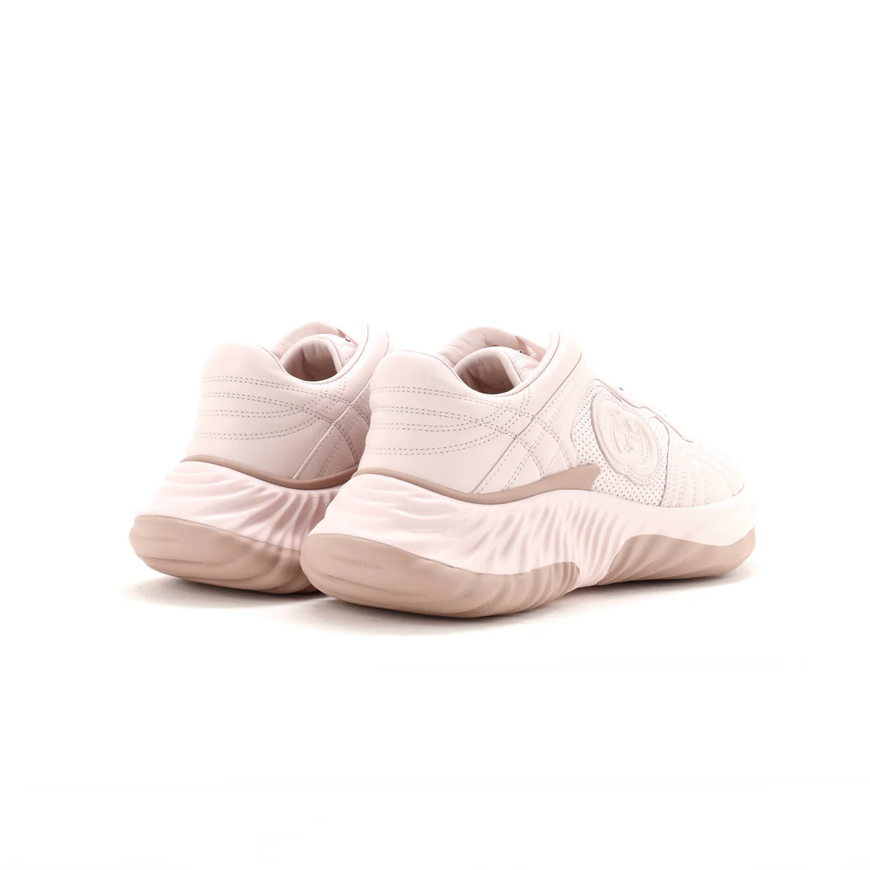 Women's Interlocking G Ripple Sneakers Leather with Mesh - Deep Luxury