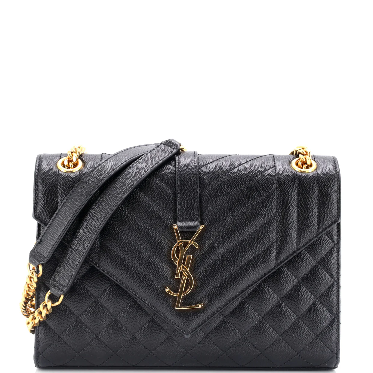 Classic Monogram Envelope Satchel Mixed Matelasse Leather Medium - Deep Luxury