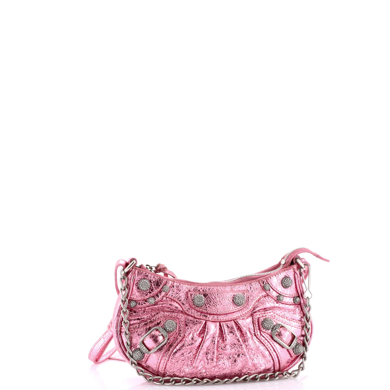 Le Cagole Giant Studs Shoulder Bag Leather with Crystals Mini - Deep Luxury