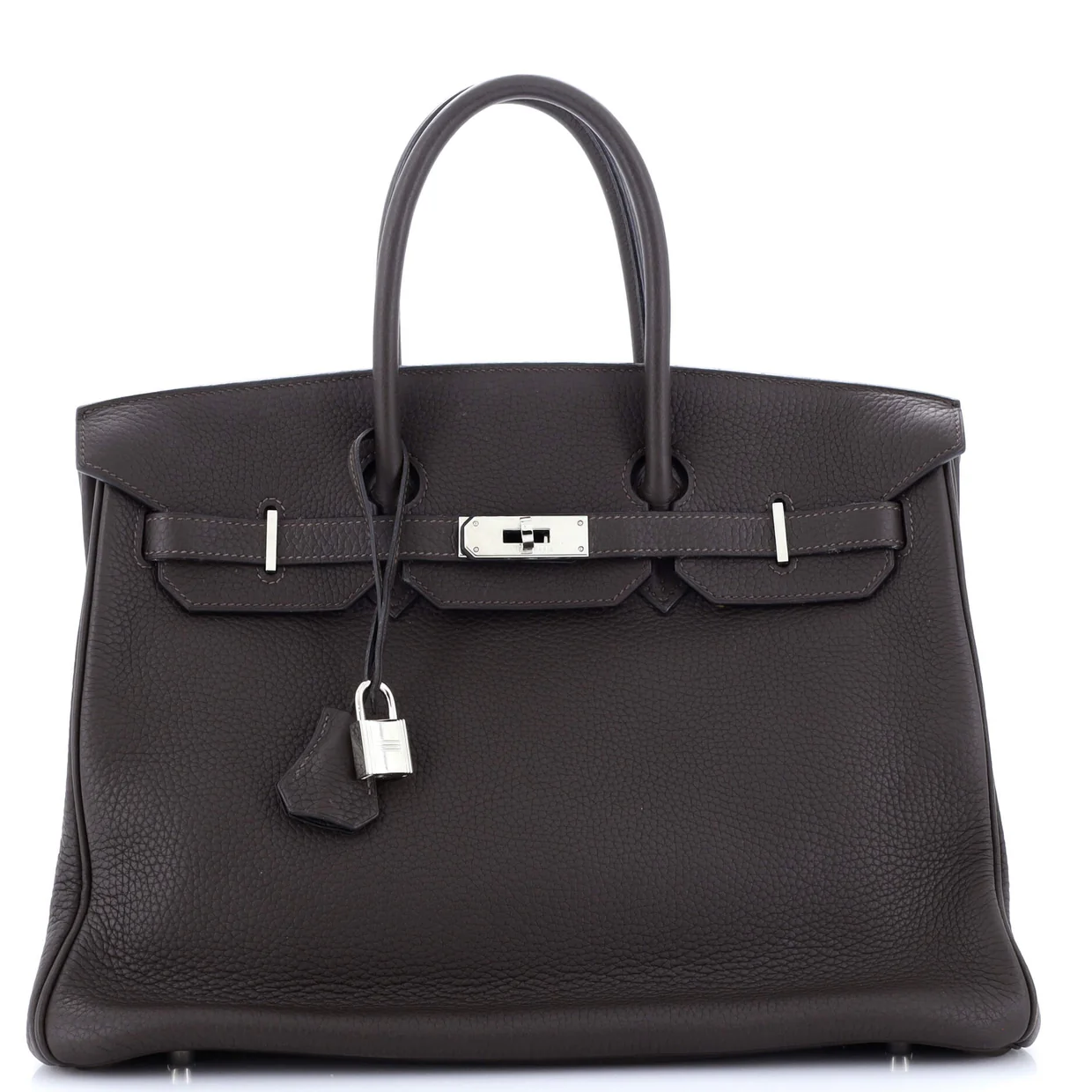 Birkin Handbag Chocolat Clemence with Palladium Hardware 35 - Deep Luxury