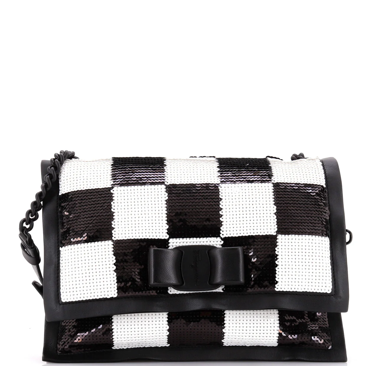 Viva Bow Flap Bag Sequin Embellished Leather Small - Deep Luxury