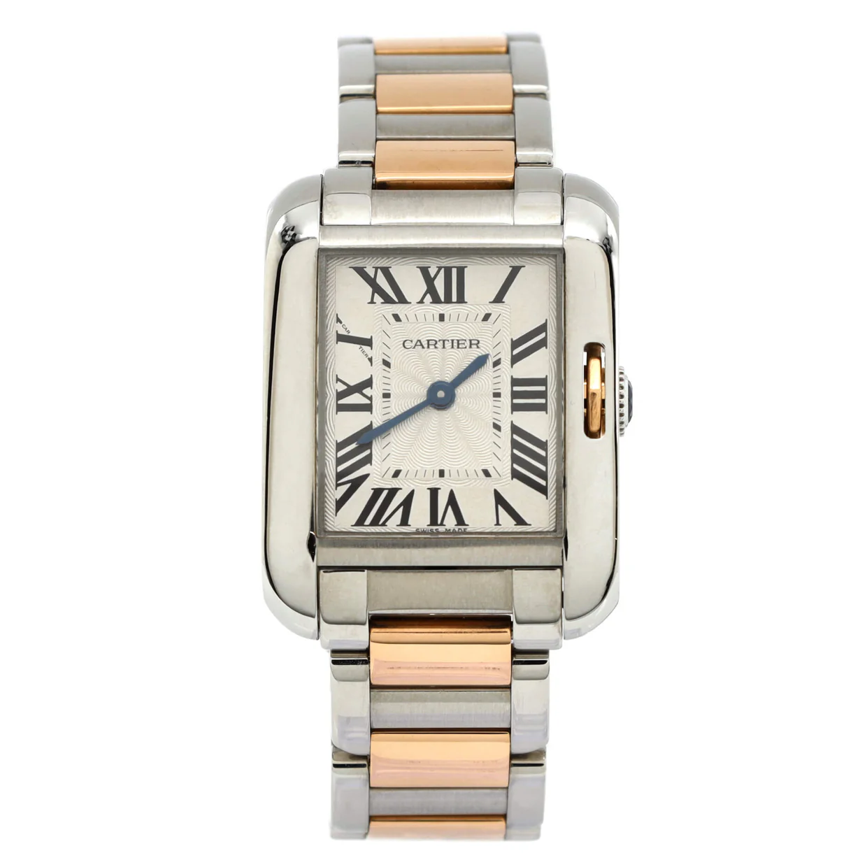 Tank Anglaise Quartz Watch Stainless Steel and Rose Gold 23 - Deep Luxury