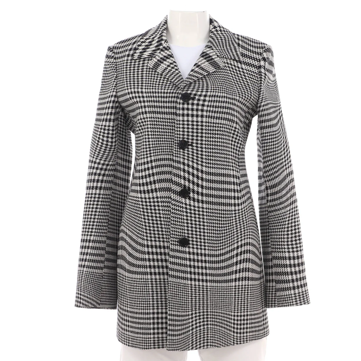 Women's Button Up Coat Houndstooth Wool - Deep Luxury