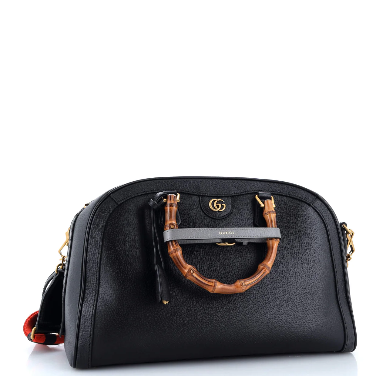 Diana NM Bamboo Handle Duffle Bag Leather Medium - Deep Luxury