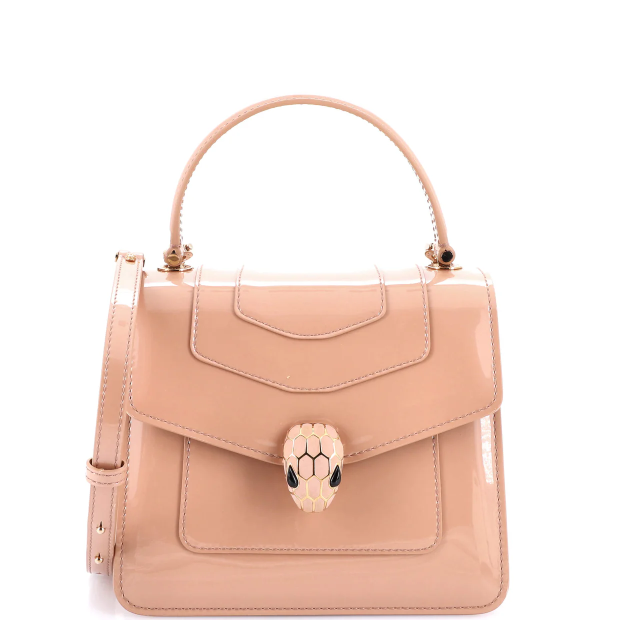 Serpenti Top Handle Bag Patent Small - Deep Luxury