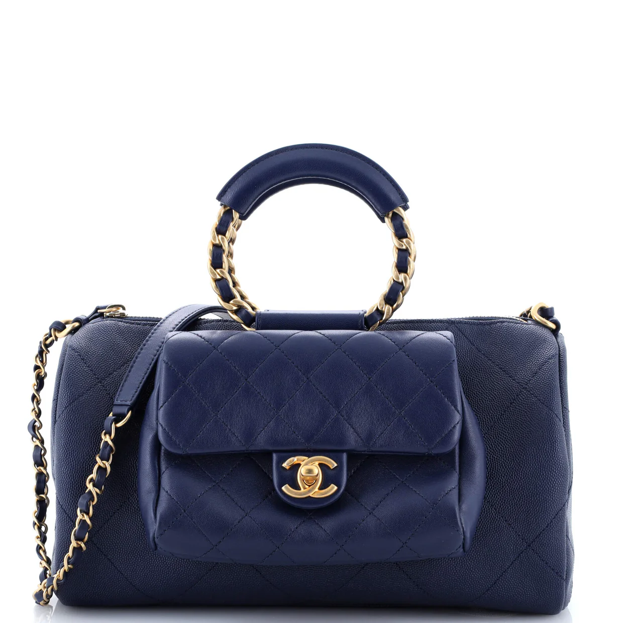 In The Loop Bowling Bag Quilted Caviar and Lambskin Small - Deep Luxury