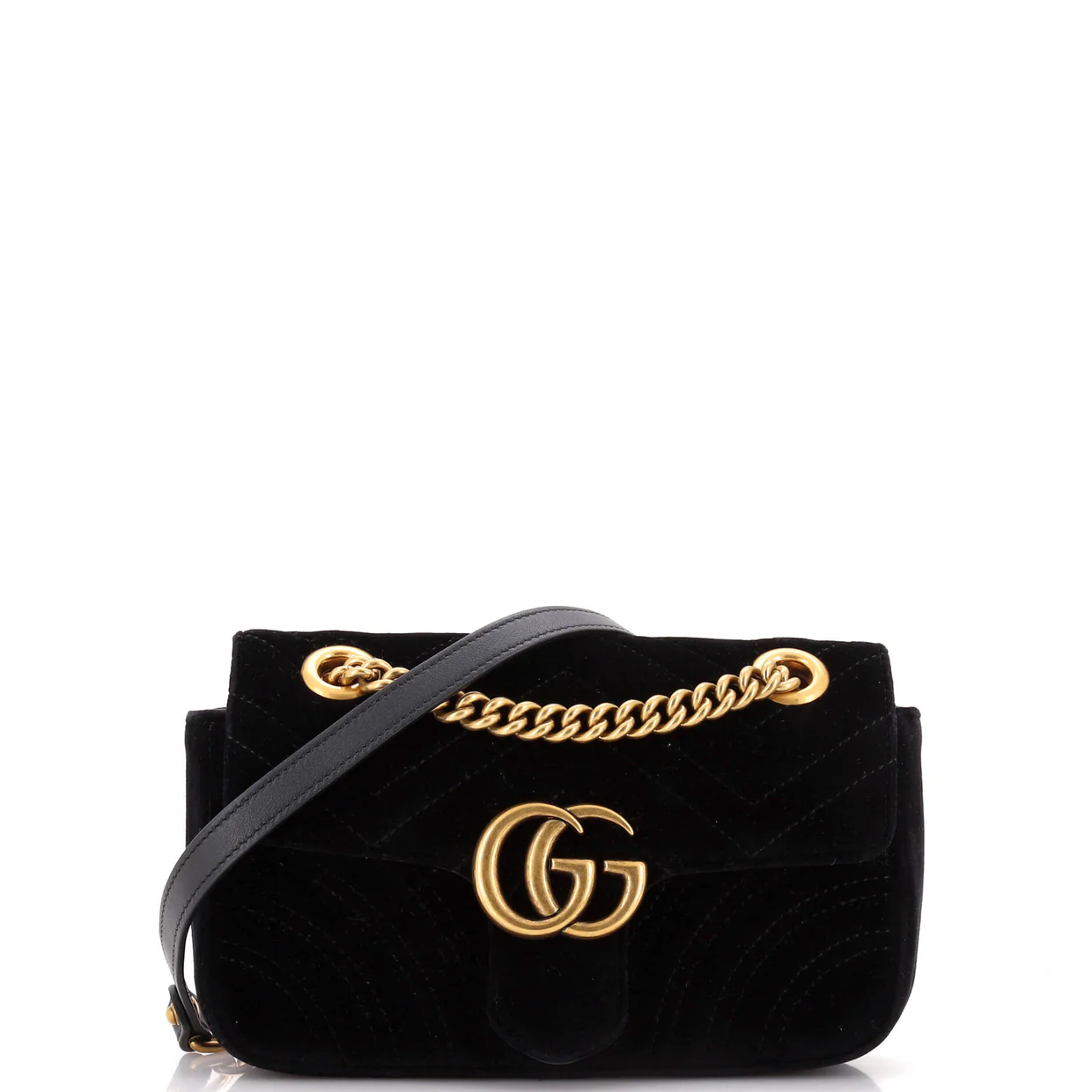 GG Marmont Flap Bag Matelasse Velvet Mini - Deep Luxury