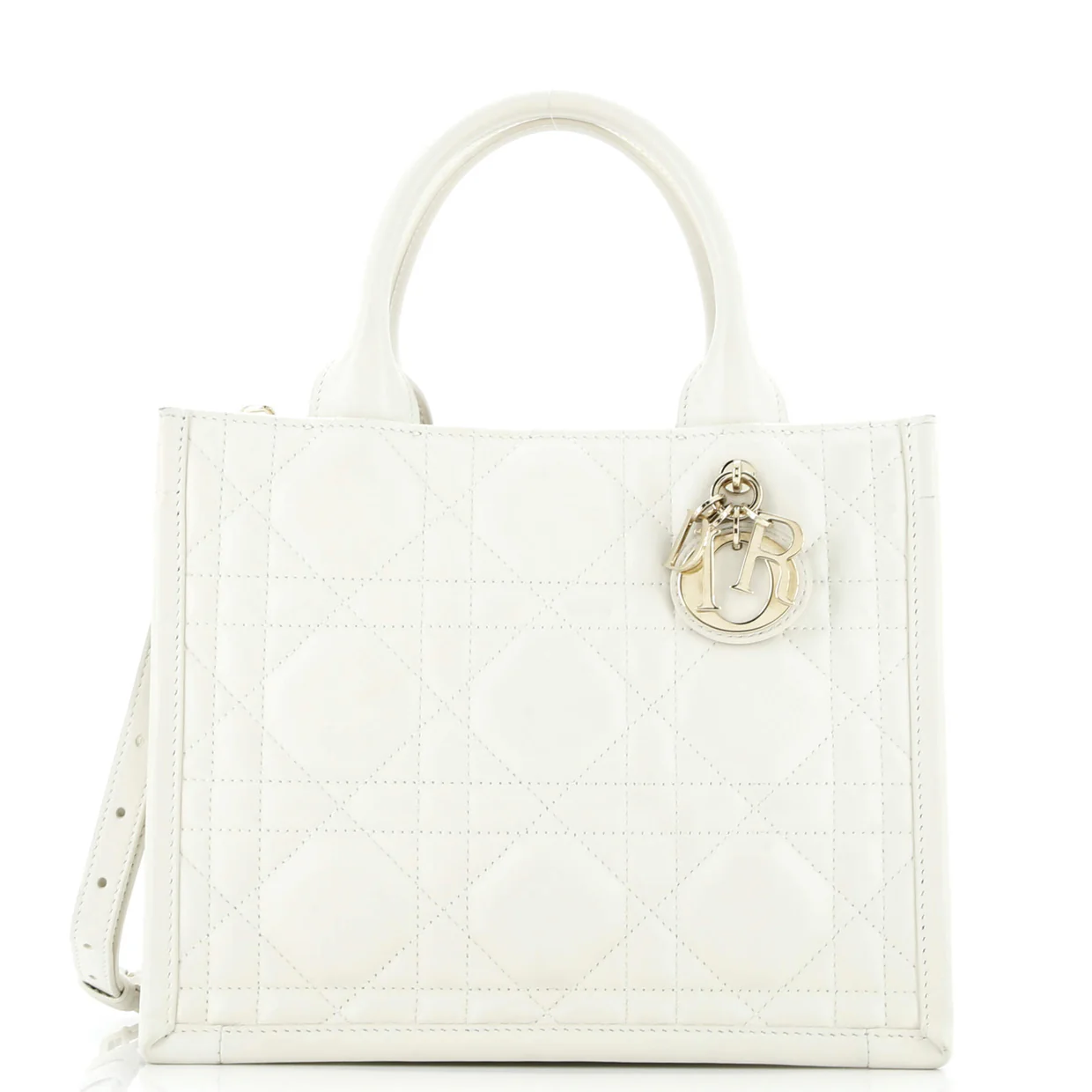 Book Tote with Strap Macrocannage Quilt Calfskin Small - Deep Luxury