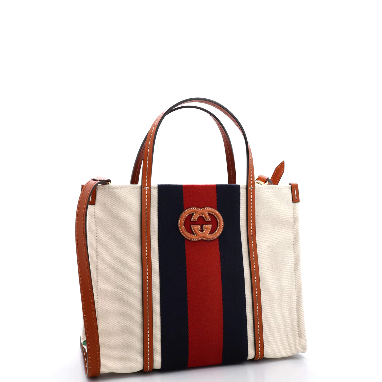 Interlocking G Web Tote Canvas Small - Deep Luxury