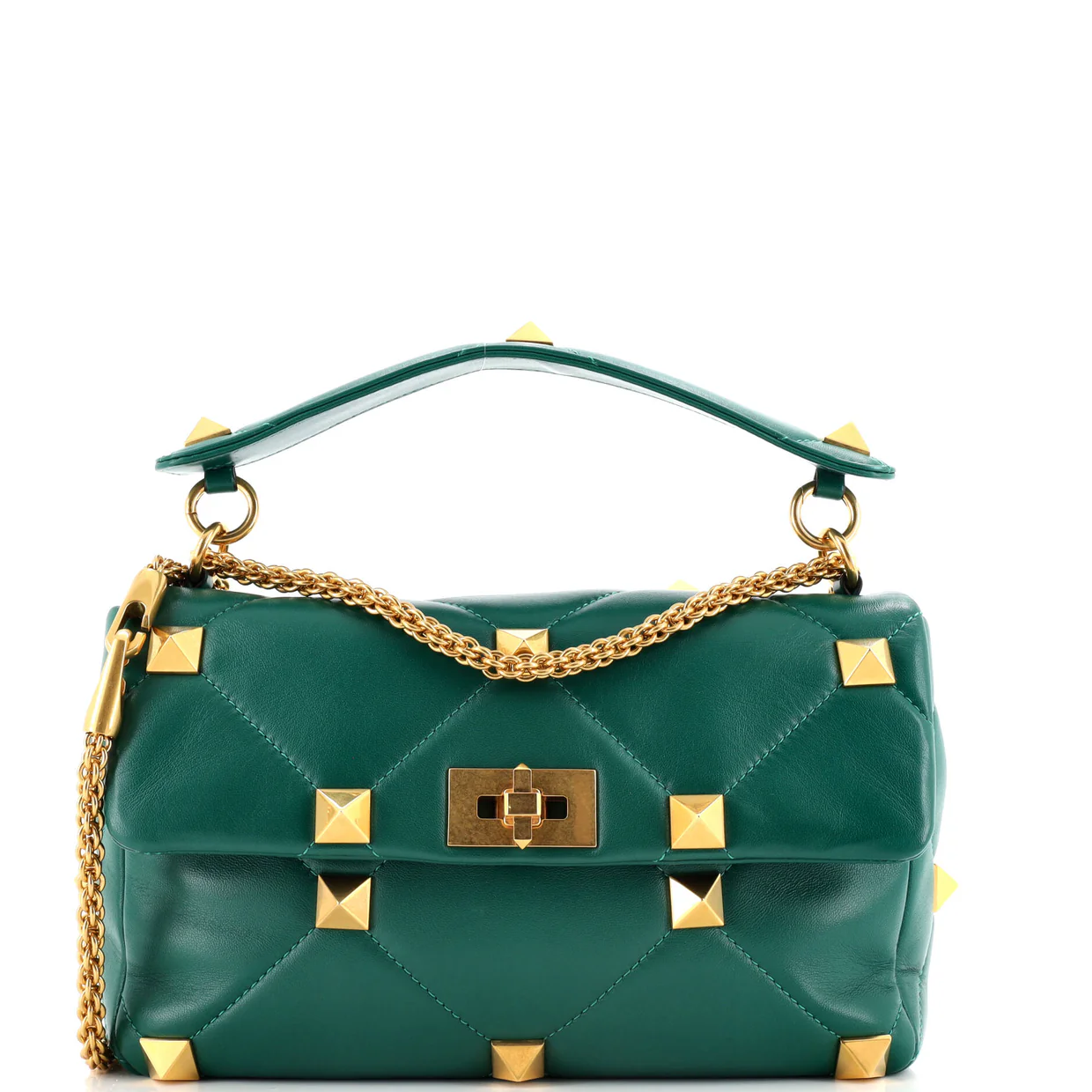 Roman Stud Flap Bag Quilted Leather Medium - Deep Luxury