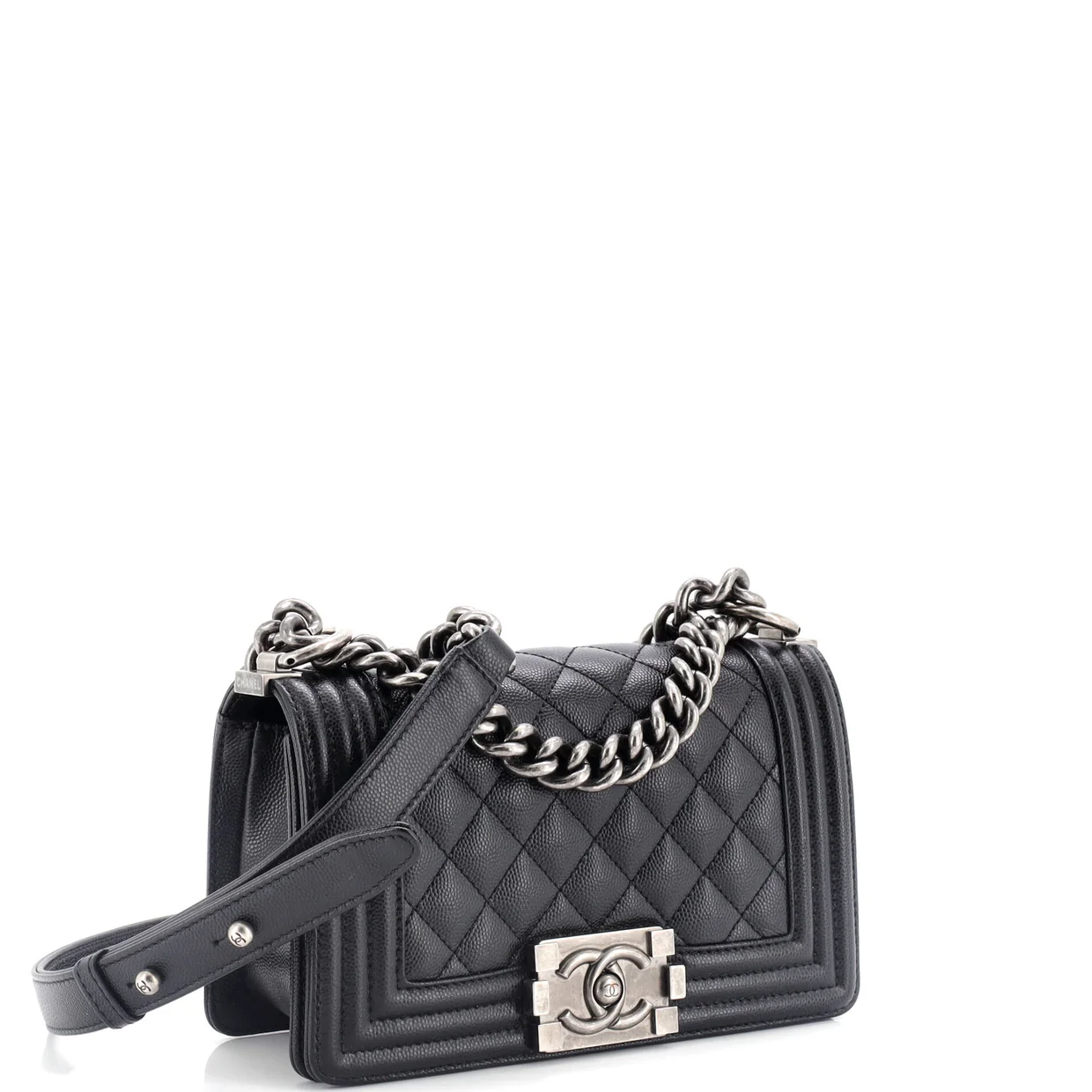 Boy Flap Bag Quilted Caviar Small - Deep Luxury