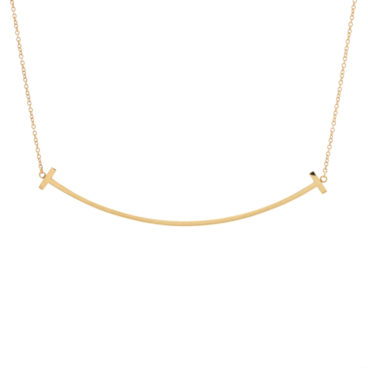 T Smile Pendant Necklace 18K Yellow Gold Large - Deep Luxury