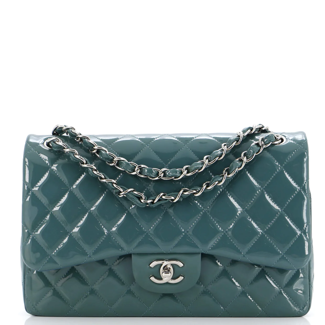 Classic Double Flap Bag Quilted Patent Jumbo - Deep Luxury