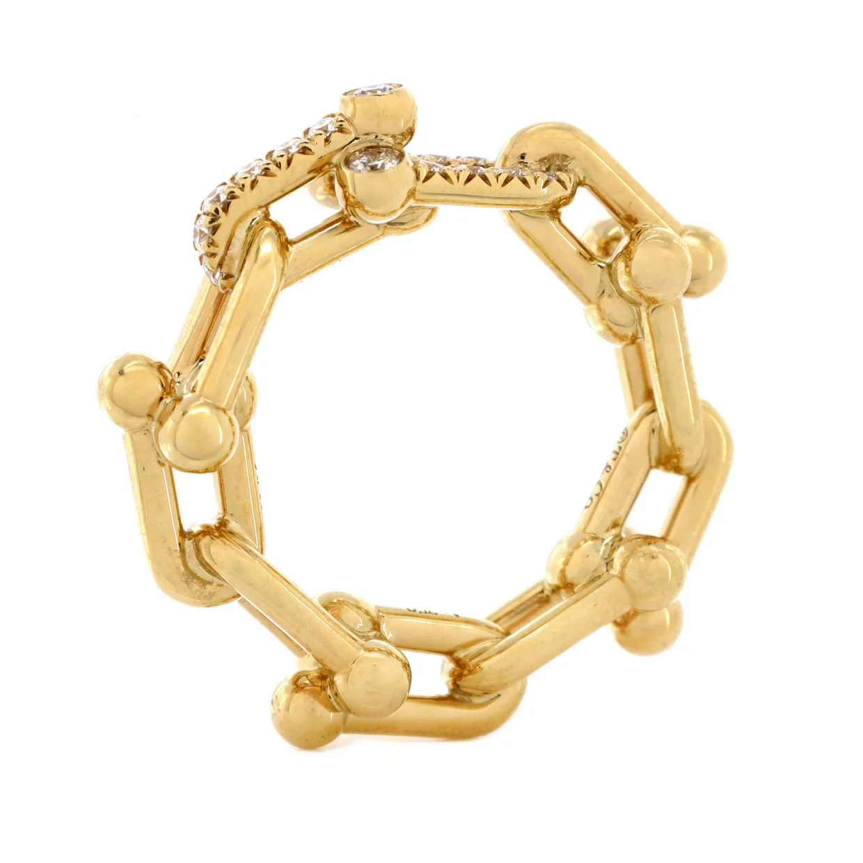 HardWear Link Ring 18K Yellow Gold with Diamonds Small - Deep Luxury