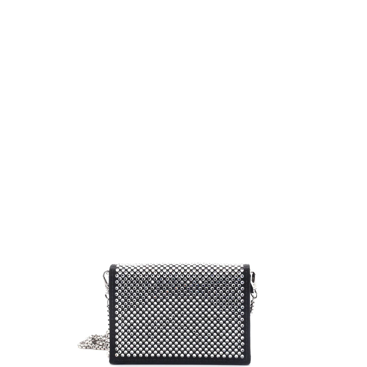 Flap Card Holder with Chain Satin with Crystals - Deep Luxury