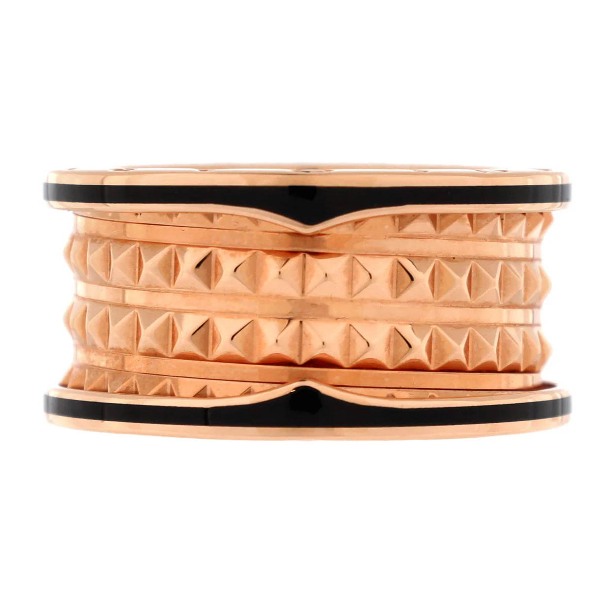 B.Zero1 Rock Four Band Ring 18K Rose Gold and Ceramic - Deep Luxury