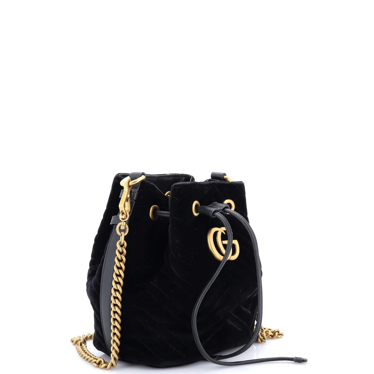 GG Marmont Bucket Bag Matelasse Velvet Small - Deep Luxury