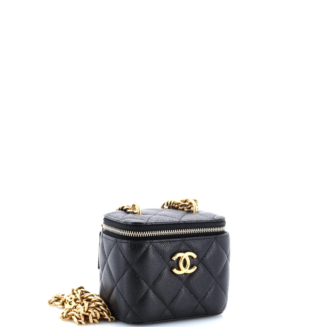 Sweet Heart Vanity Case with Chain Quilted Caviar Mini - Deep Luxury