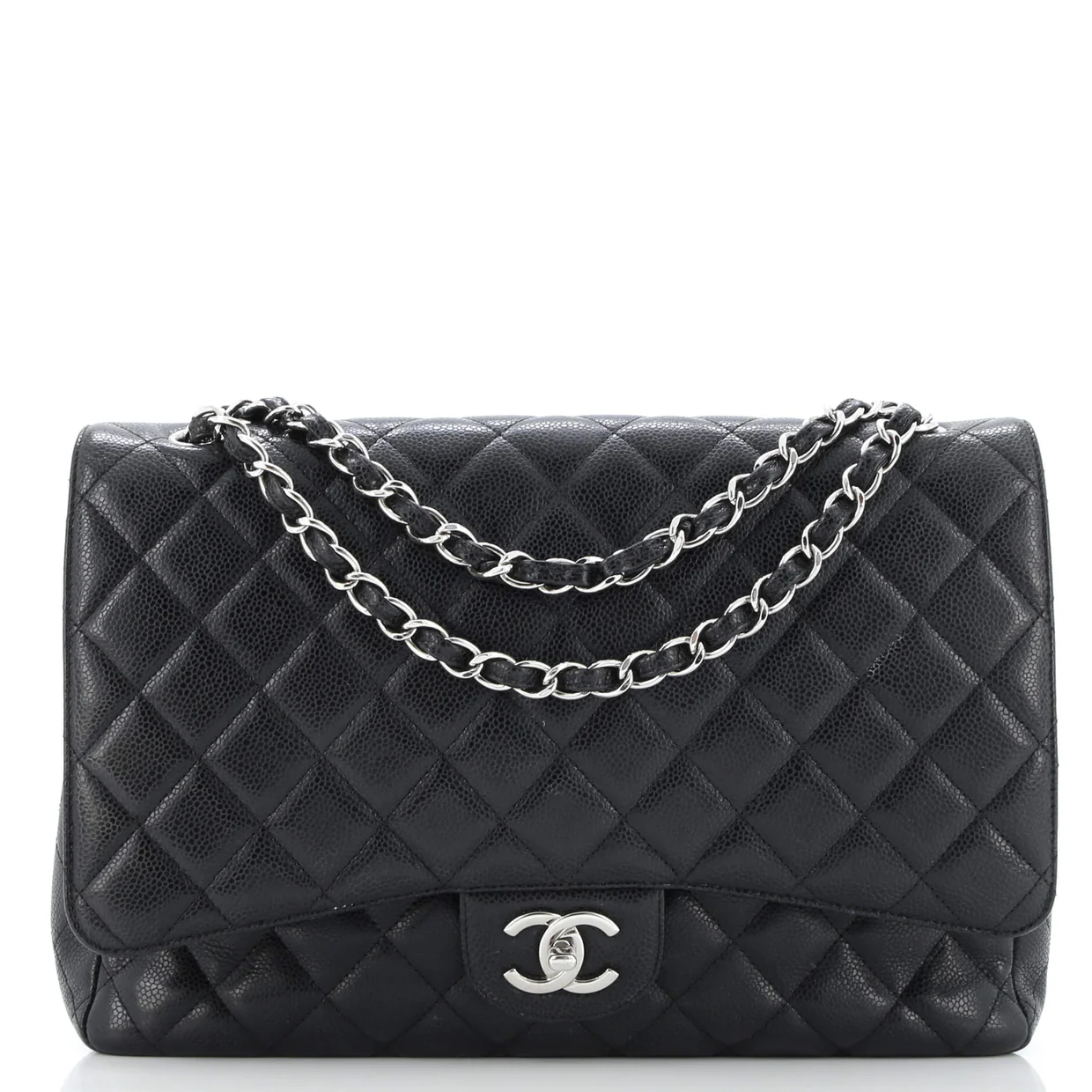 Classic Double Flap Bag Quilted Caviar Maxi - Deep Luxury