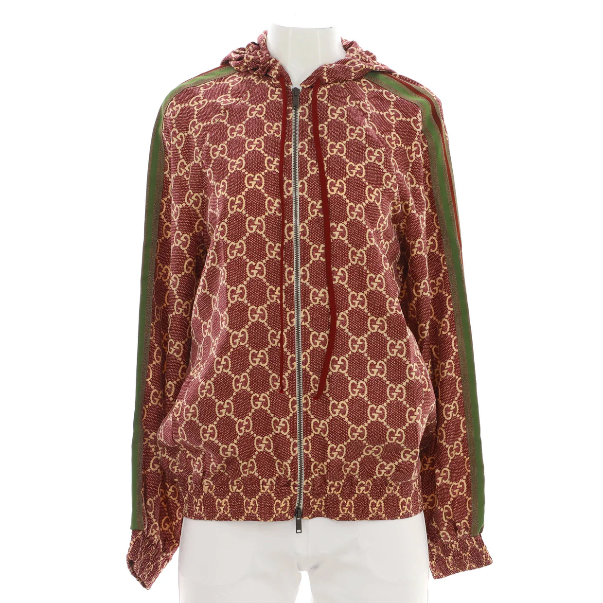 Women's Zip Hooded Jacket Printed GG Silk - Deep Luxury