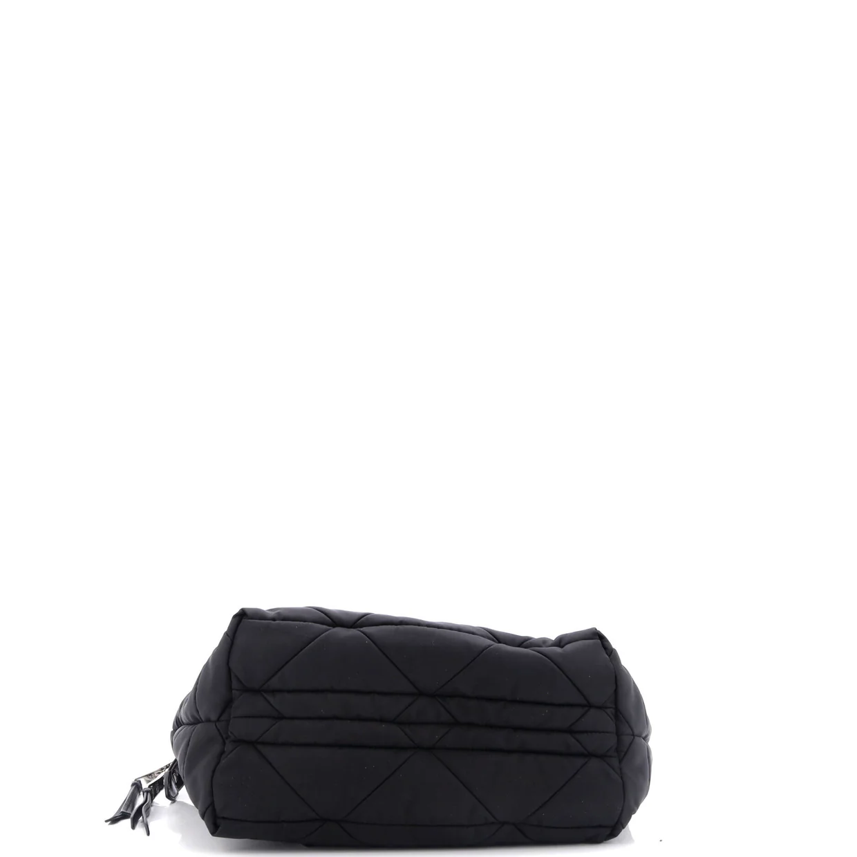 Padded Tote Bag Quilted Re-Nylon with Leather Small - Deep Luxury