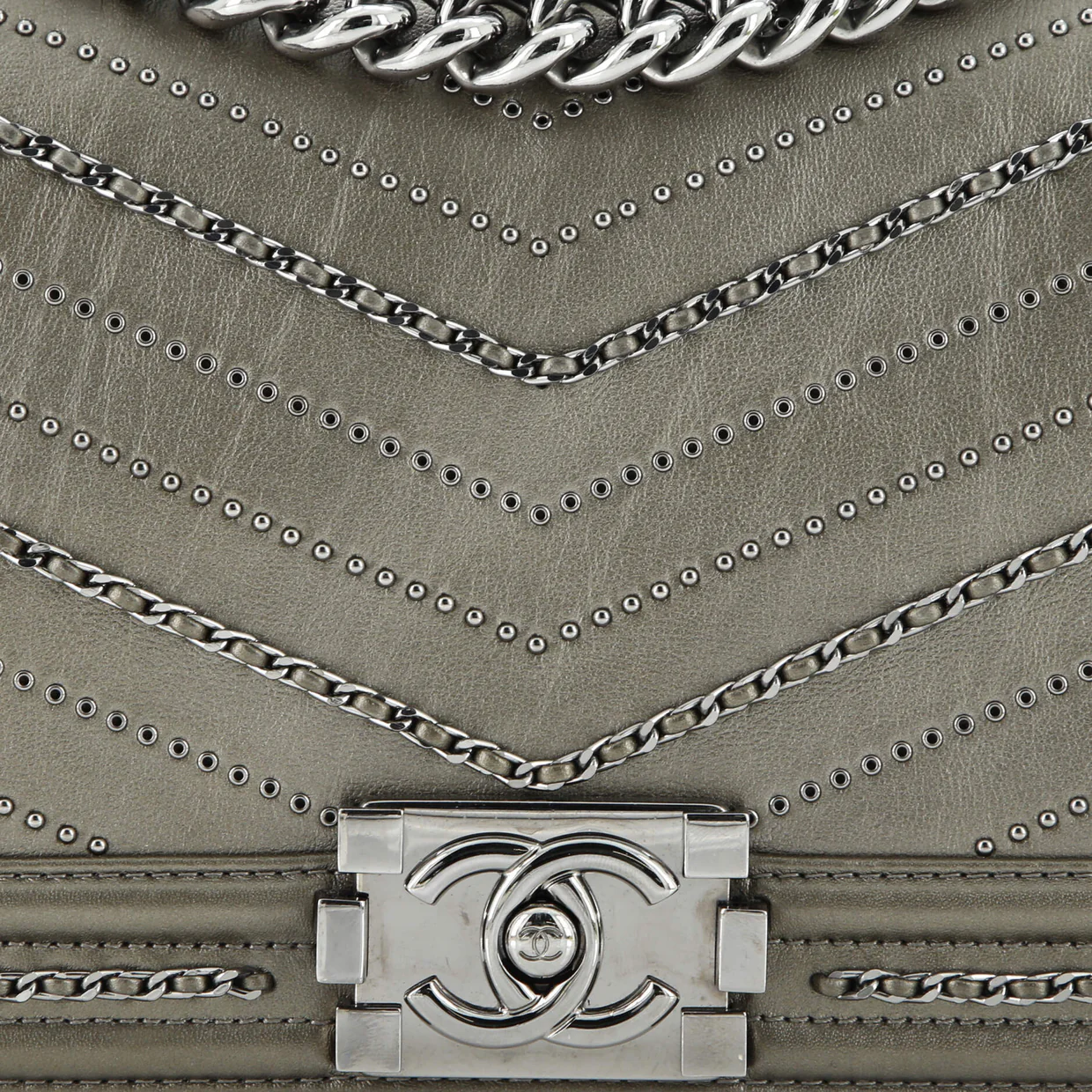 Boy Flap Bag Chevron Embellished Crumpled Calfskin Old Medium - Deep Luxury