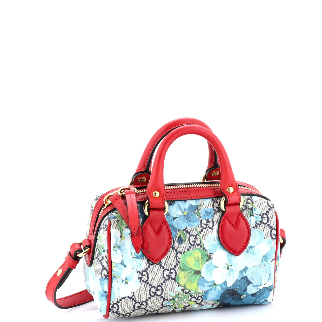 Convertible Boston Bag Blooms Print GG Coated Canvas Nano - Deep Luxury