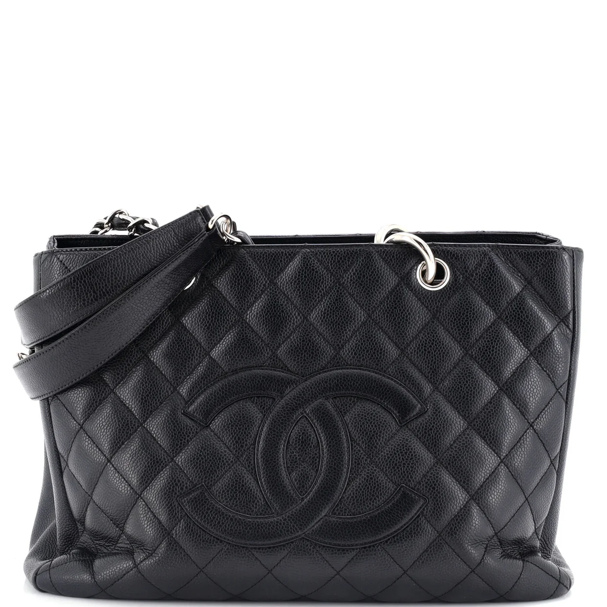 Grand Shopping Tote Quilted Caviar - Deep Luxury