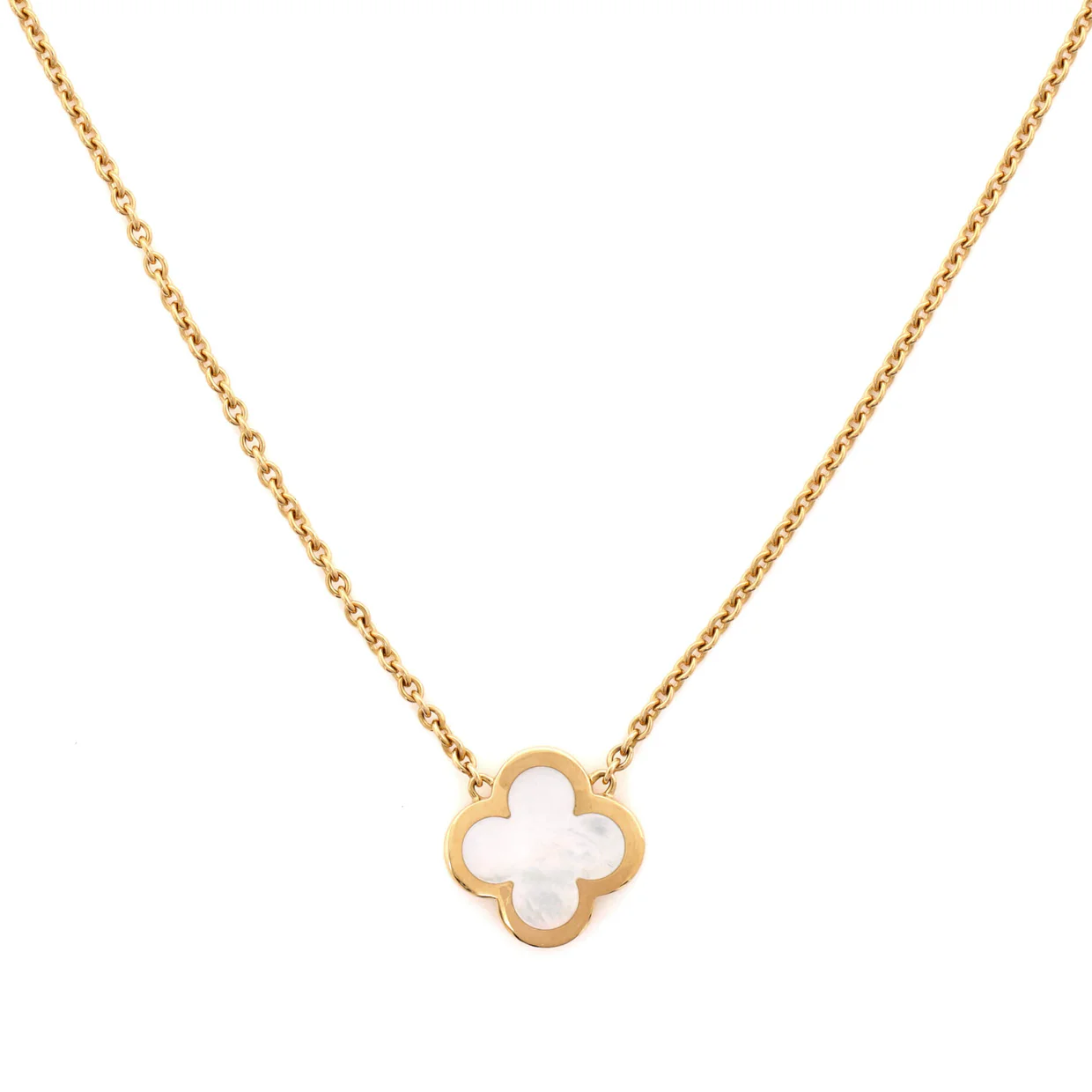 Pure Alhambra Pendant Necklace 18K Yellow Gold and Mother of Pearl - Deep Luxury