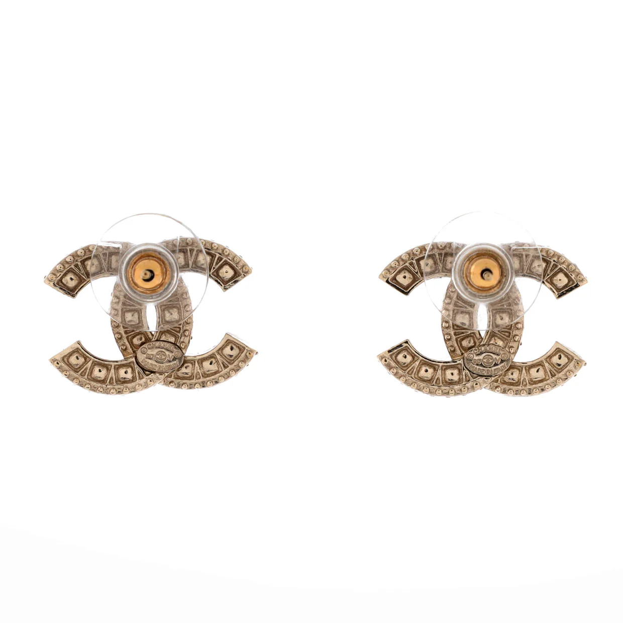 CC Stud Earrings Metal with Crystals - Deep Luxury