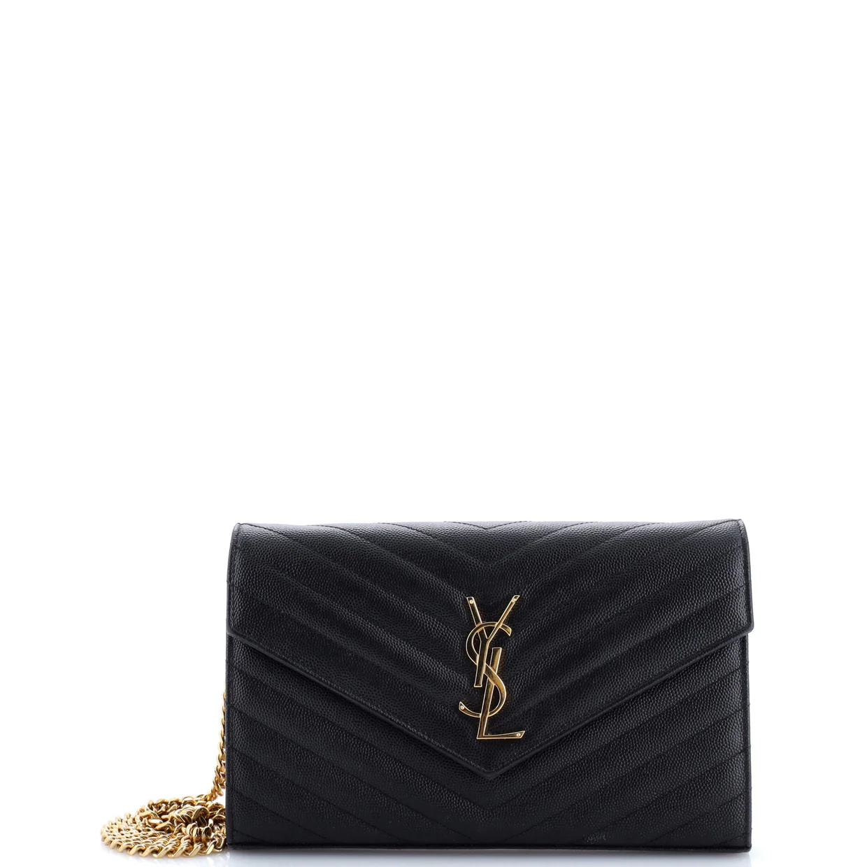 Classic Monogram Wallet on Chain Matelasse Chevron Leather Medium - Deep Luxury