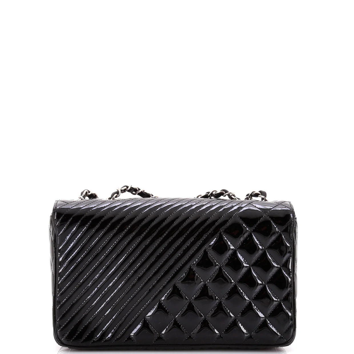 Coco Boy Flap Bag Quilted Patent Medium - Deep Luxury