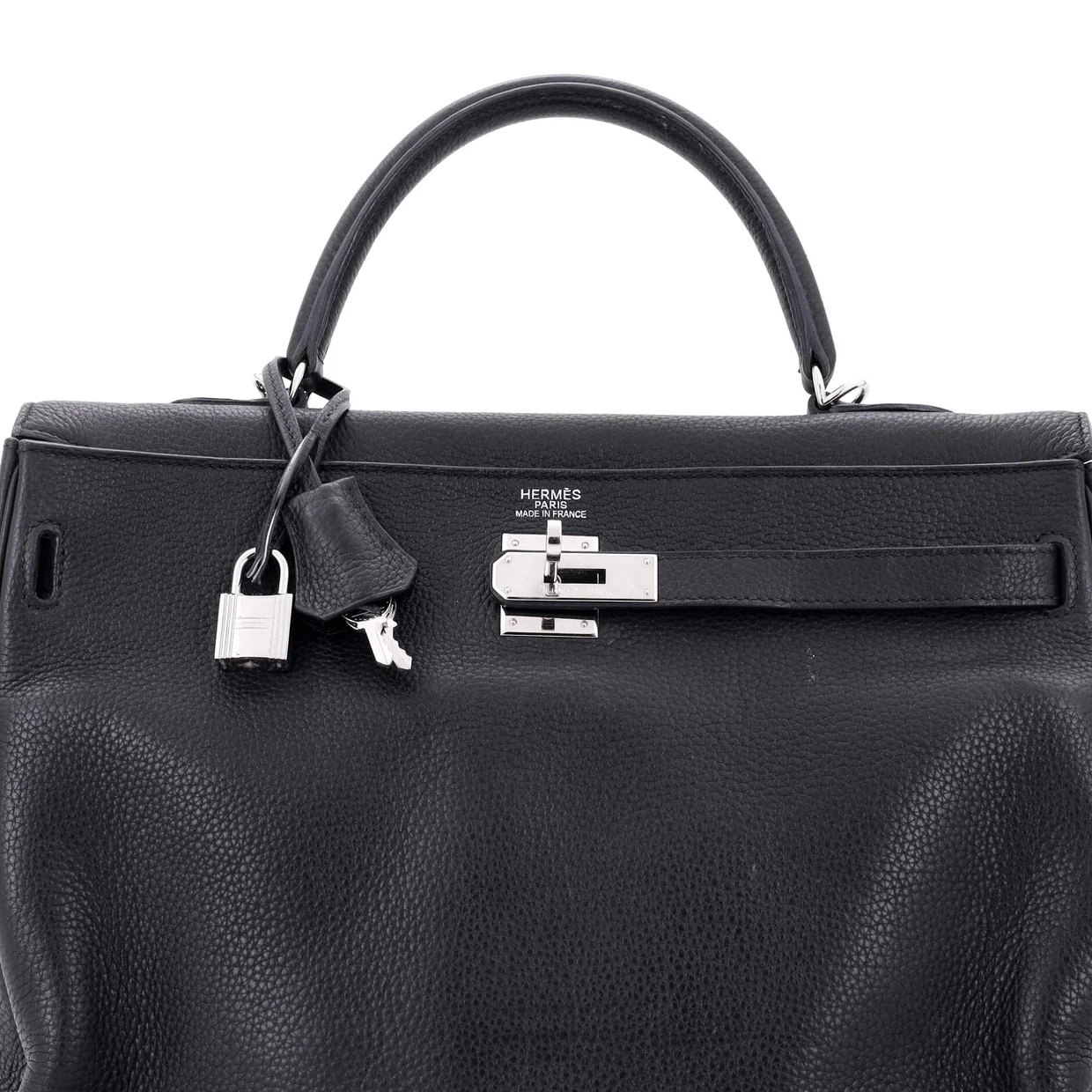 Kelly Handbag Noir Clemence with Palladium Hardware 35 - Deep Luxury