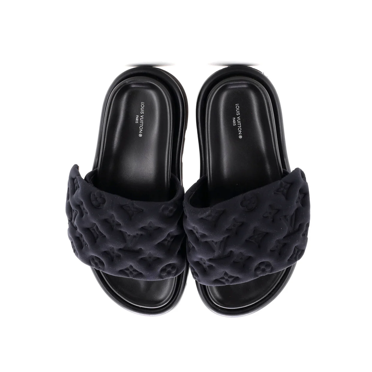Women's Pool Pillow Comfort Mule Sandals Monogram Puffer Fabric - Deep Luxury