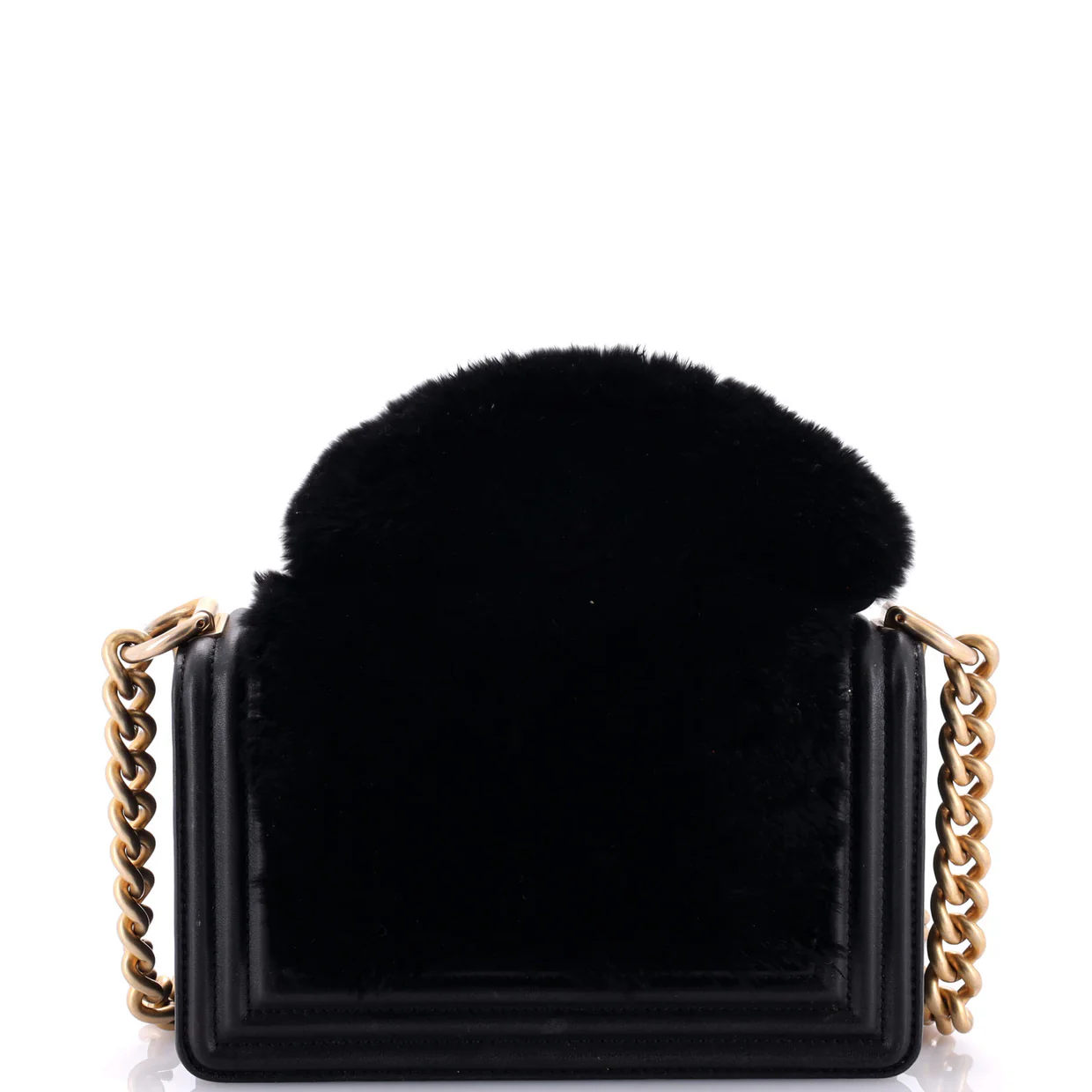 Top Handle Boy Flap Bag Fur Small - Deep Luxury