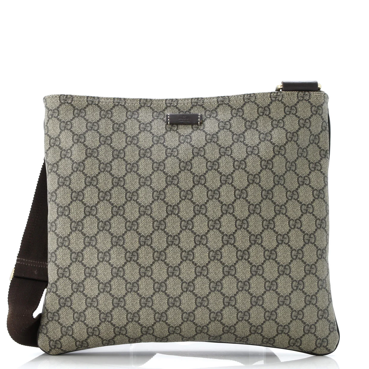 Zip Top Messenger Bag GG Coated Canvas Large - Deep Luxury