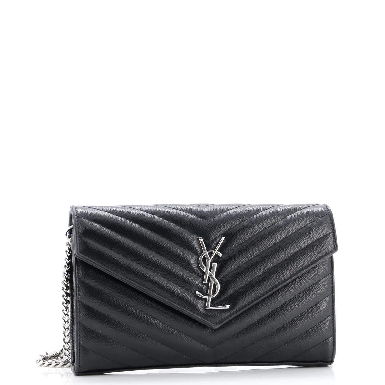 Classic Monogram Wallet on Chain Matelasse Chevron Leather Medium - Deep Luxury