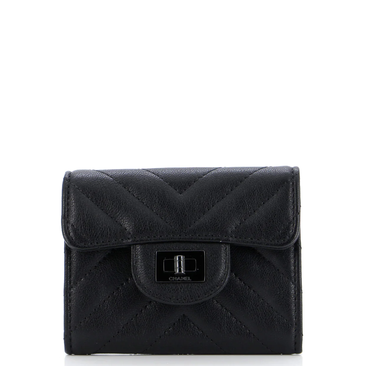 So Black Reissue Compact Wallet Chevron Aged Calfskin - Deep Luxury