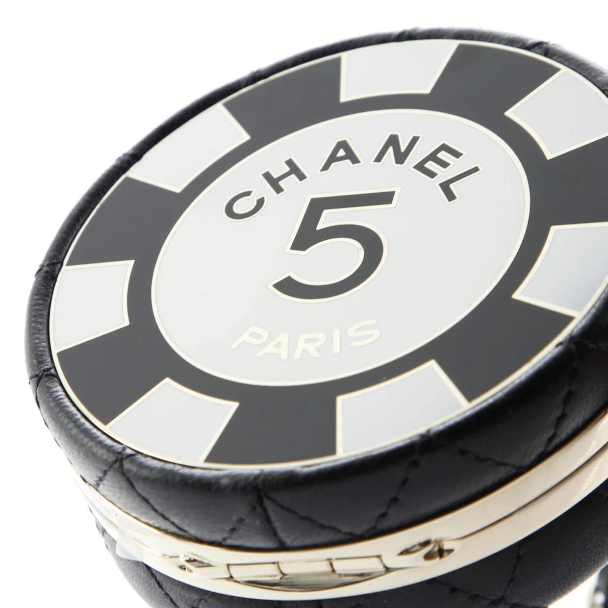 Poker Chip Clutch With Chain Quilted Lambskin with Enamel - Deep Luxury