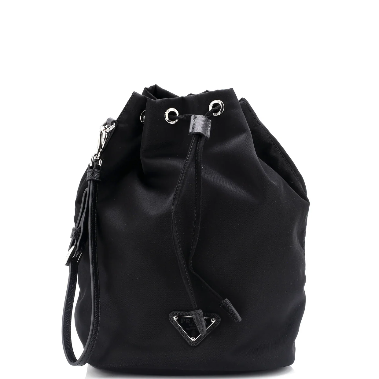 Drawstring Wristlet Bucket Bag Tessuto Small - Deep Luxury