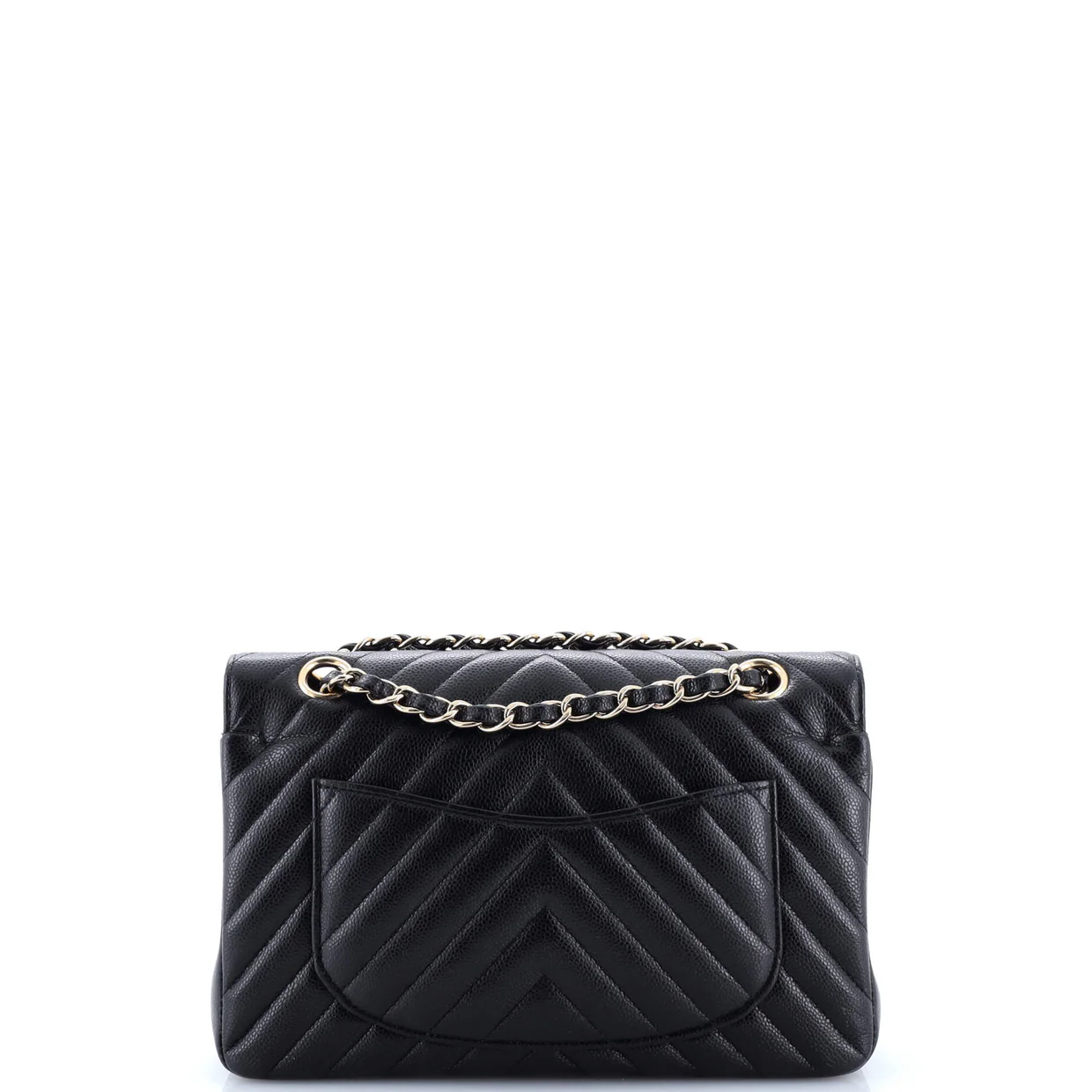 Classic Double Flap Bag Chevron Caviar Small - Deep Luxury