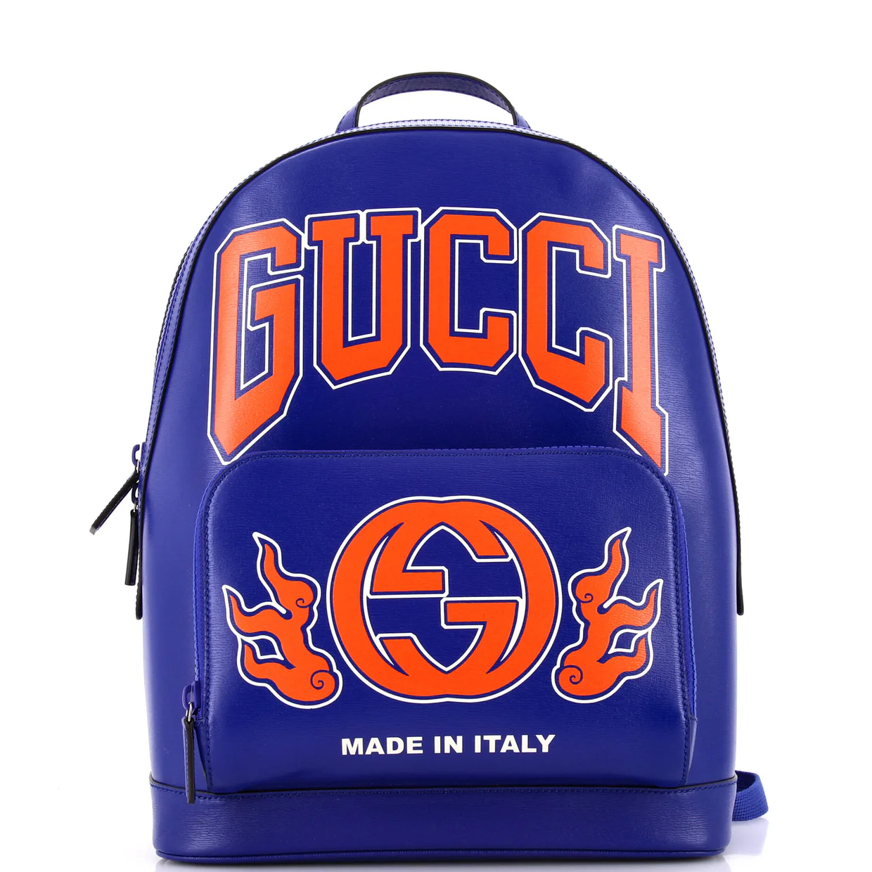 Zip Pocket Backpack Logo Print Leather Medium - Deep Luxury
