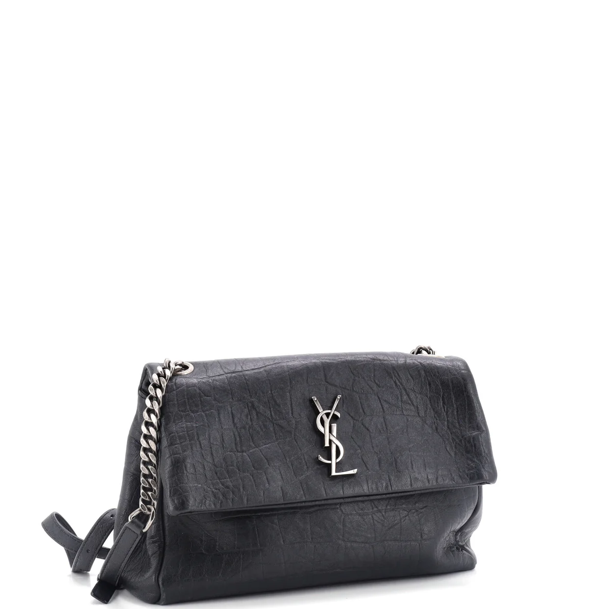 West Hollywood Shoulder Bag Crocodile Embossed Leather Medium - Deep Luxury