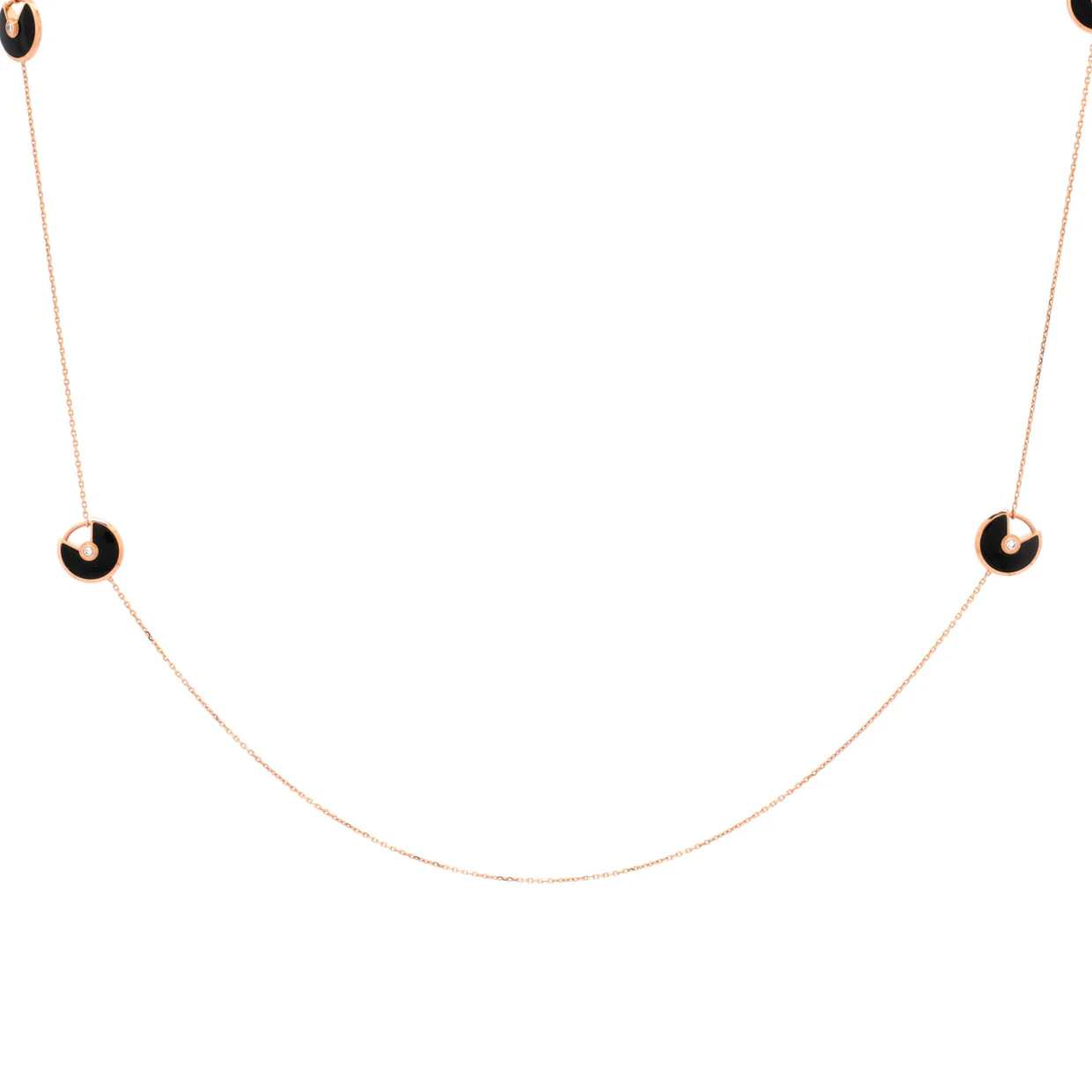 Amulette de Cartier Station Long Necklace 18K Rose Gold with Onyx and Diamonds - Deep Luxury