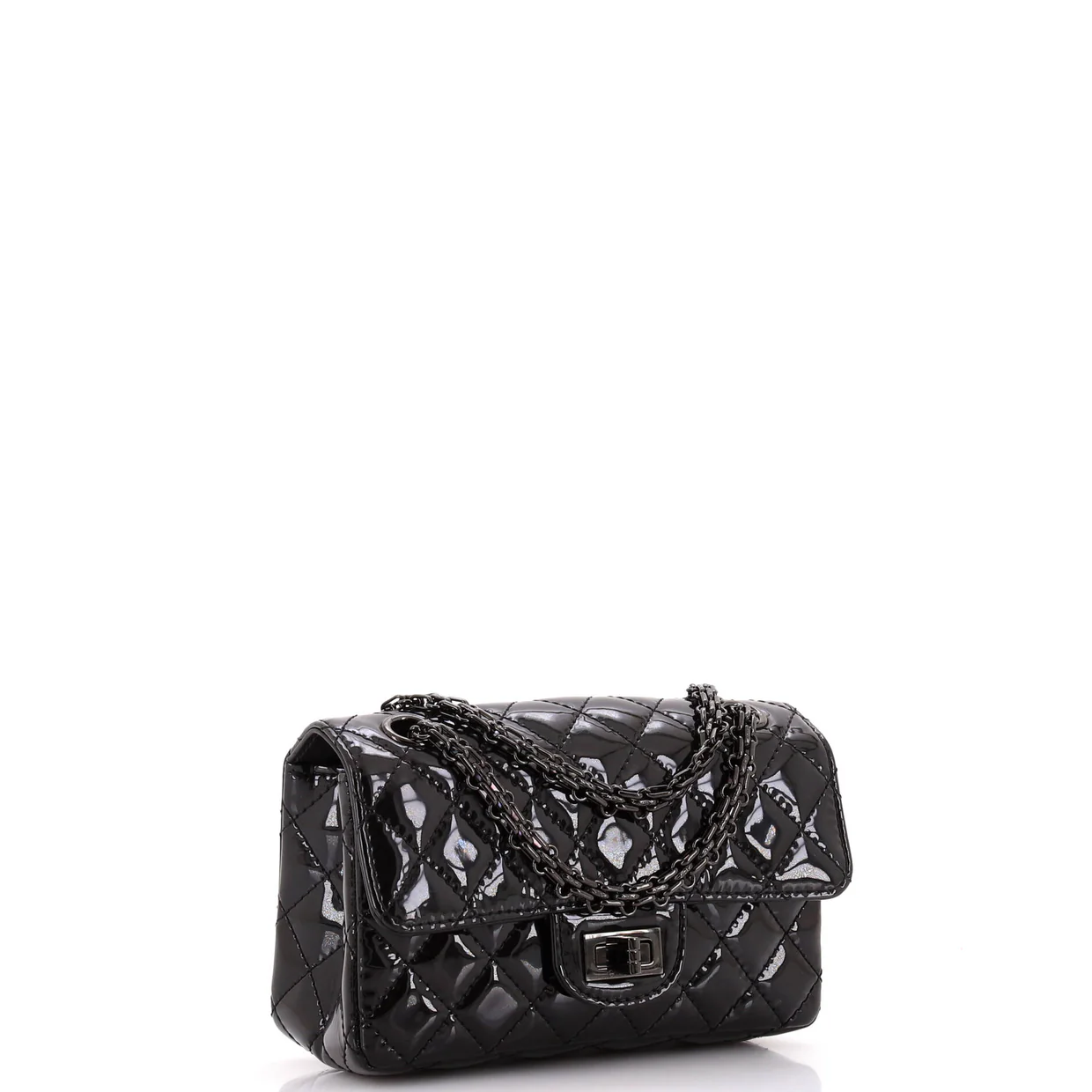 So Black Reissue 2.55 Flap Bag Quilted Patent Mini - Deep Luxury